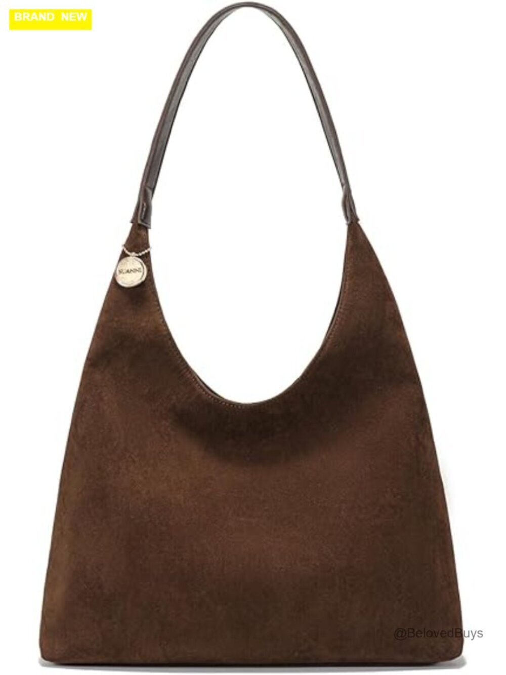 Faux Suede Hobo Tote Bag with Zipper